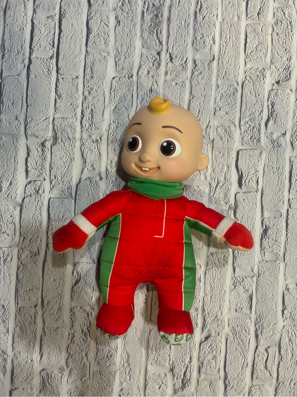 Coco melón Plush Holiday Character Toy in Red and Green — Cute Cuddly Doll